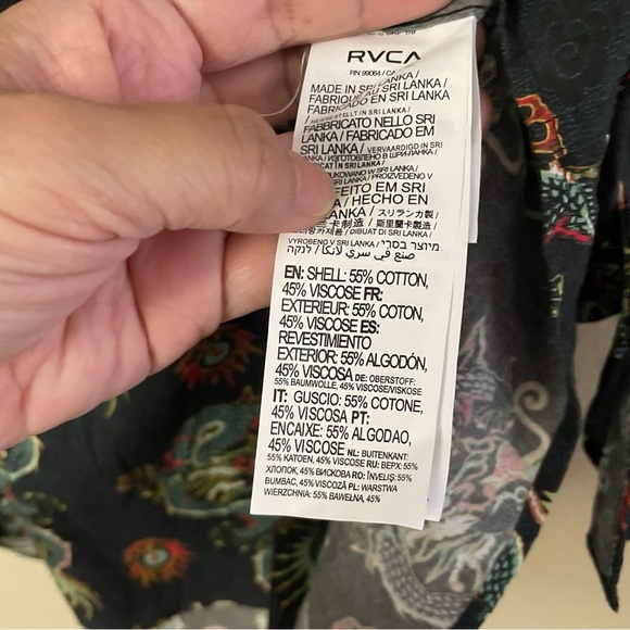 RVCA Neon Dragon Button Up Shirt Asian Artsy B18  Men's Sz XXL NWT B18 - Picture 9 of 13